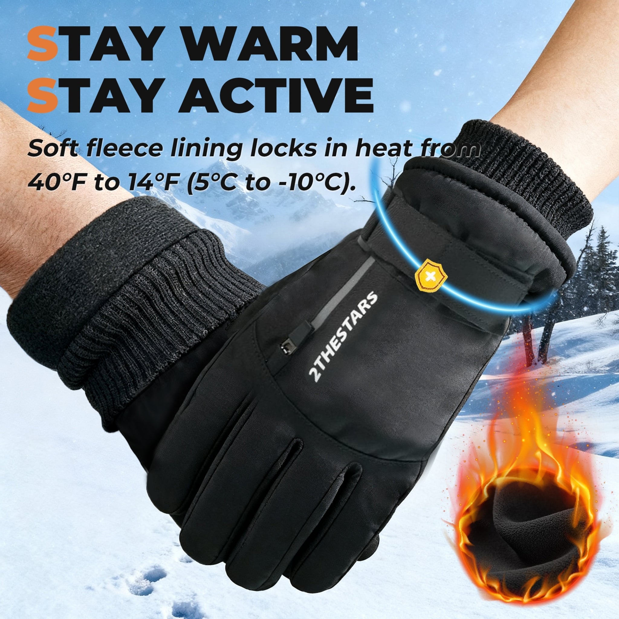 Waterproof Thermal Ski Gloves – Touchscreen, Windproof & Insulated for Extreme Cold